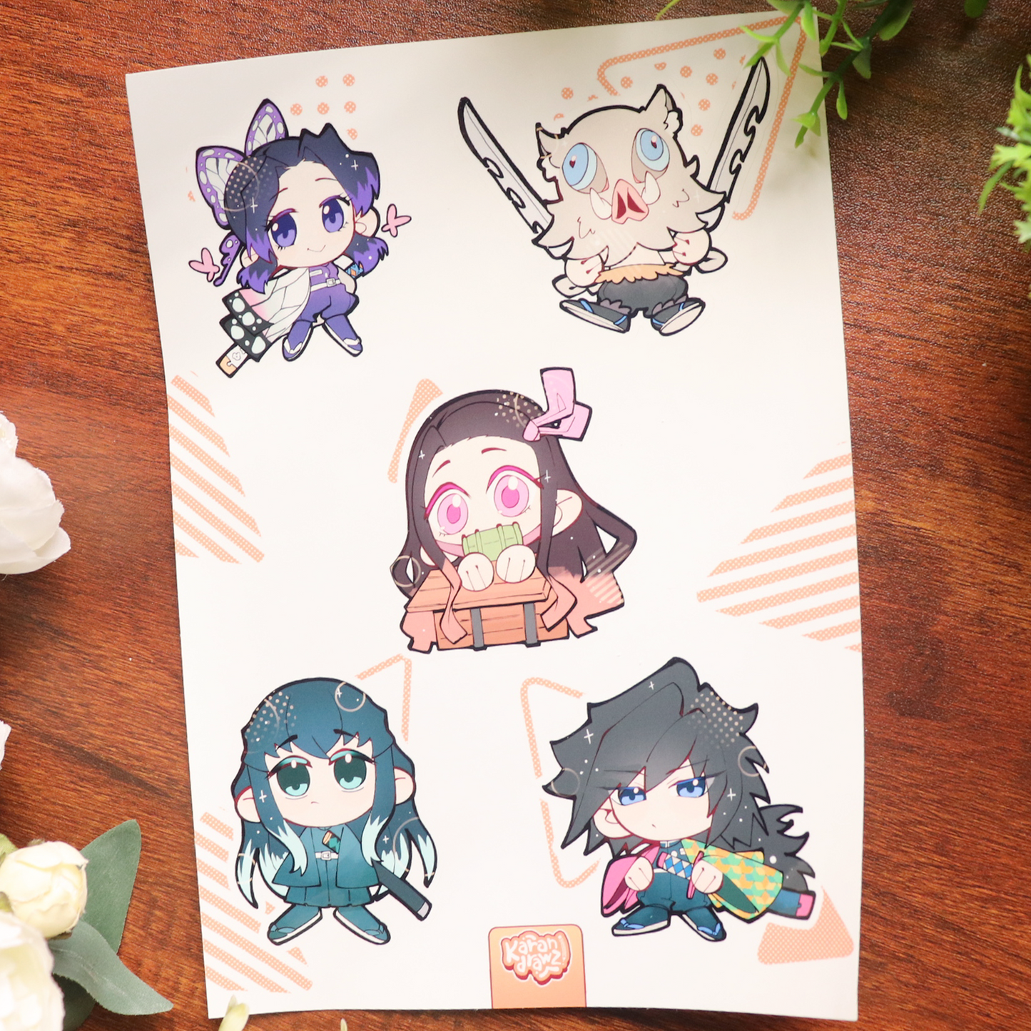 Demon Slayers Sticker Sheet B (Nezuko, Inosuke, Shinobu, Muichiro, Giyu)
