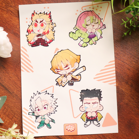 Demon Slayers Sticker Sheet C (Rengoku, Mitsuri, Zenitsu, Gyomei, Sanemi)