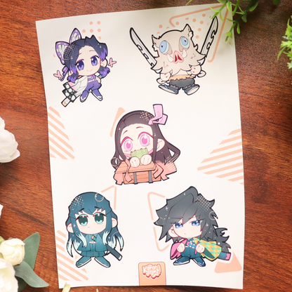 Demon Slayers Sticker Sheet B (Nezuko, Inosuke, Shinobu, Muichiro, Giyu)