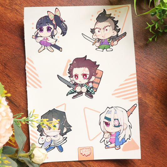 Demon Slayers Sticker Sheet A (Tanjiro, Tengen, Kanao, Genya, Iguro)